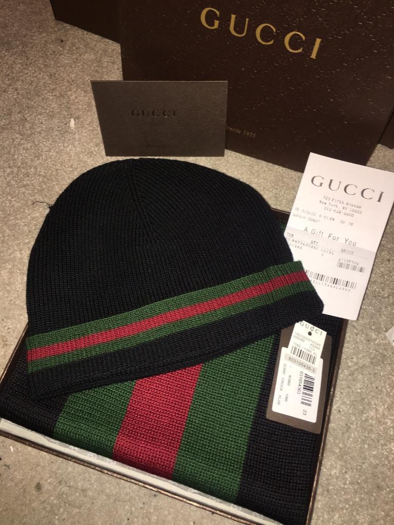 gucci winter hat and scarf set